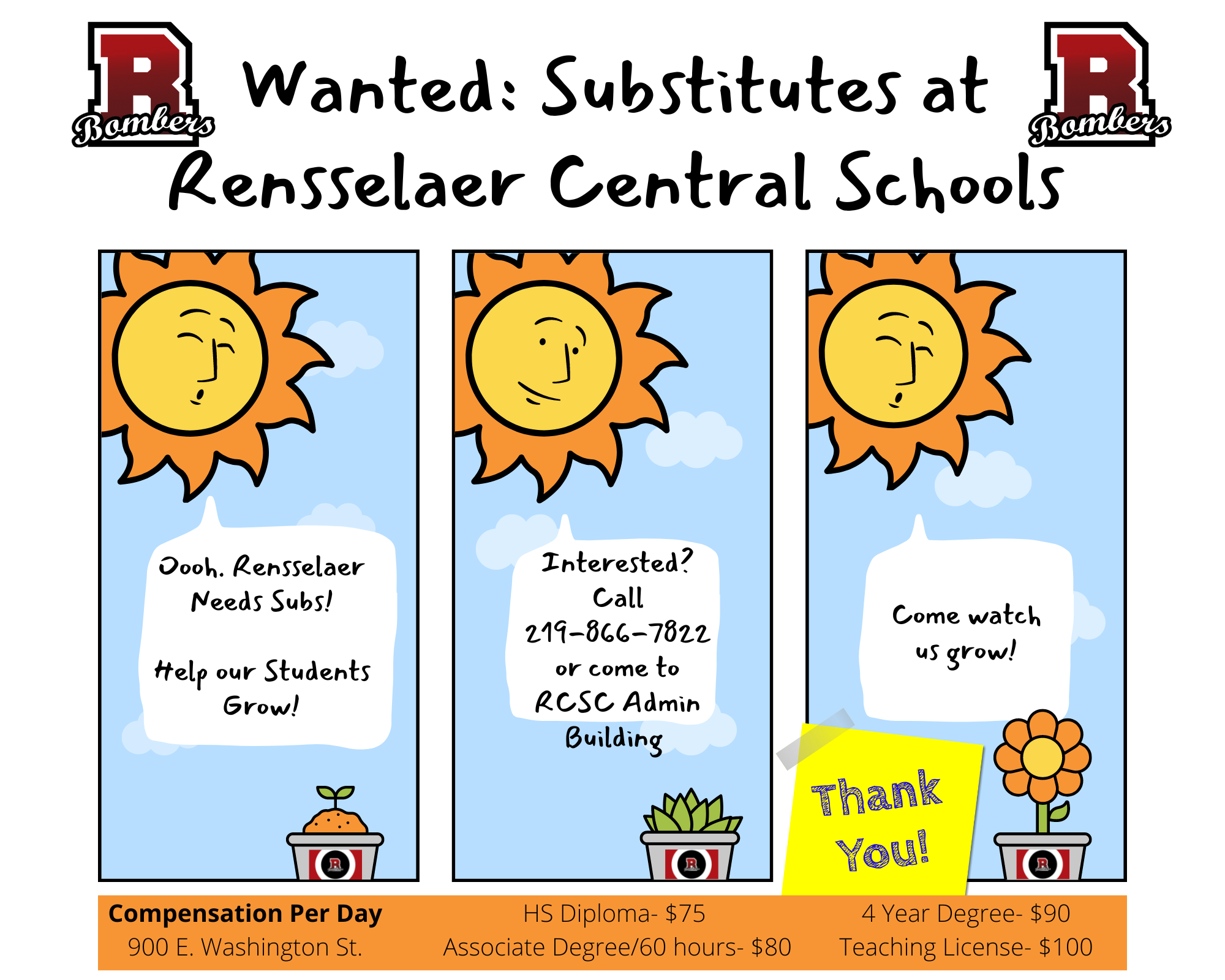 Wanted Substitutes at Rensselaer Central Schools